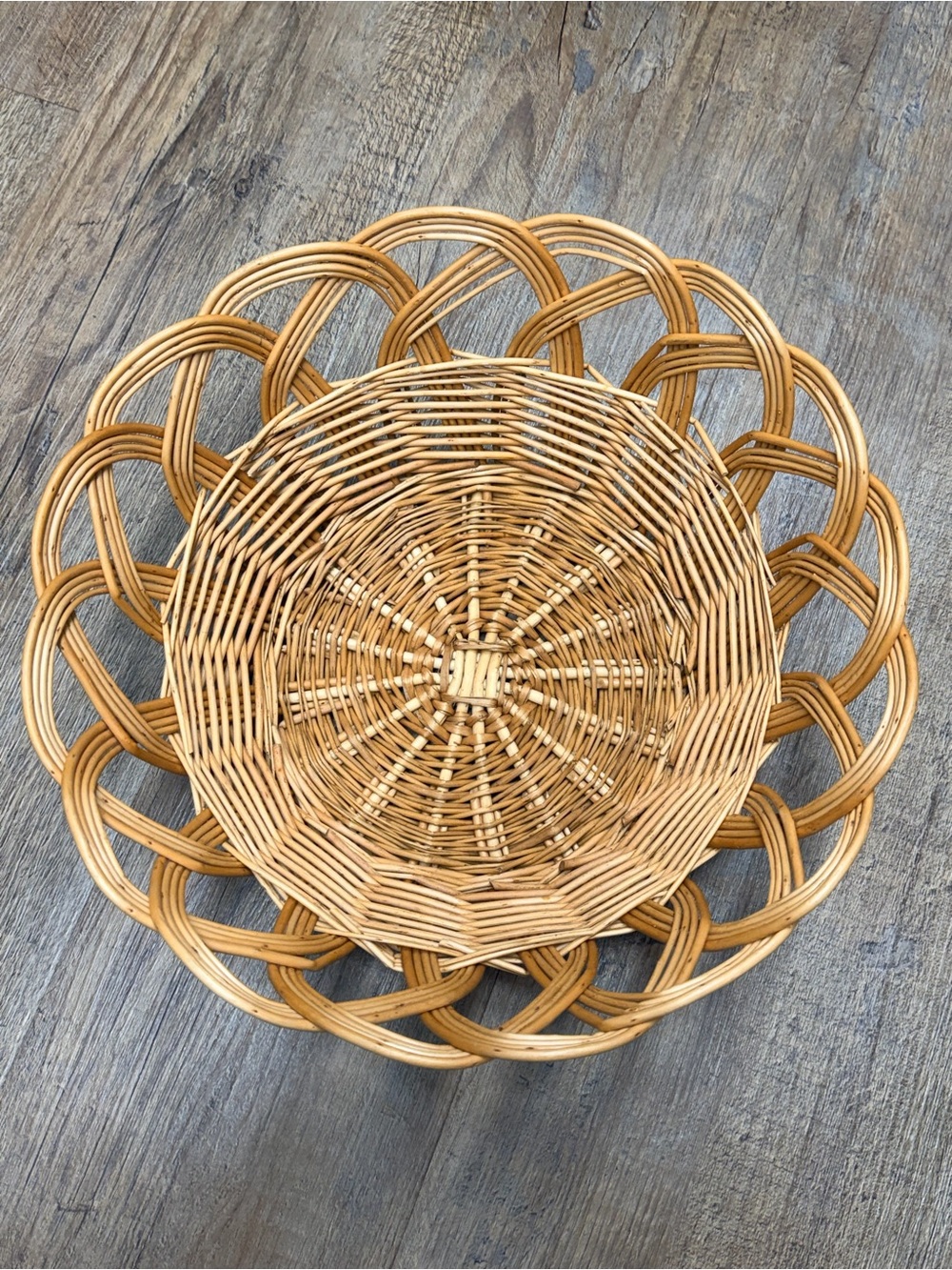 Large Woven Rattan Decorative Basket - Natural Brown